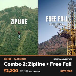 Combo 2: Zipline + Free Fall – High Fly Adventure, Suwakholi near Mussoorie