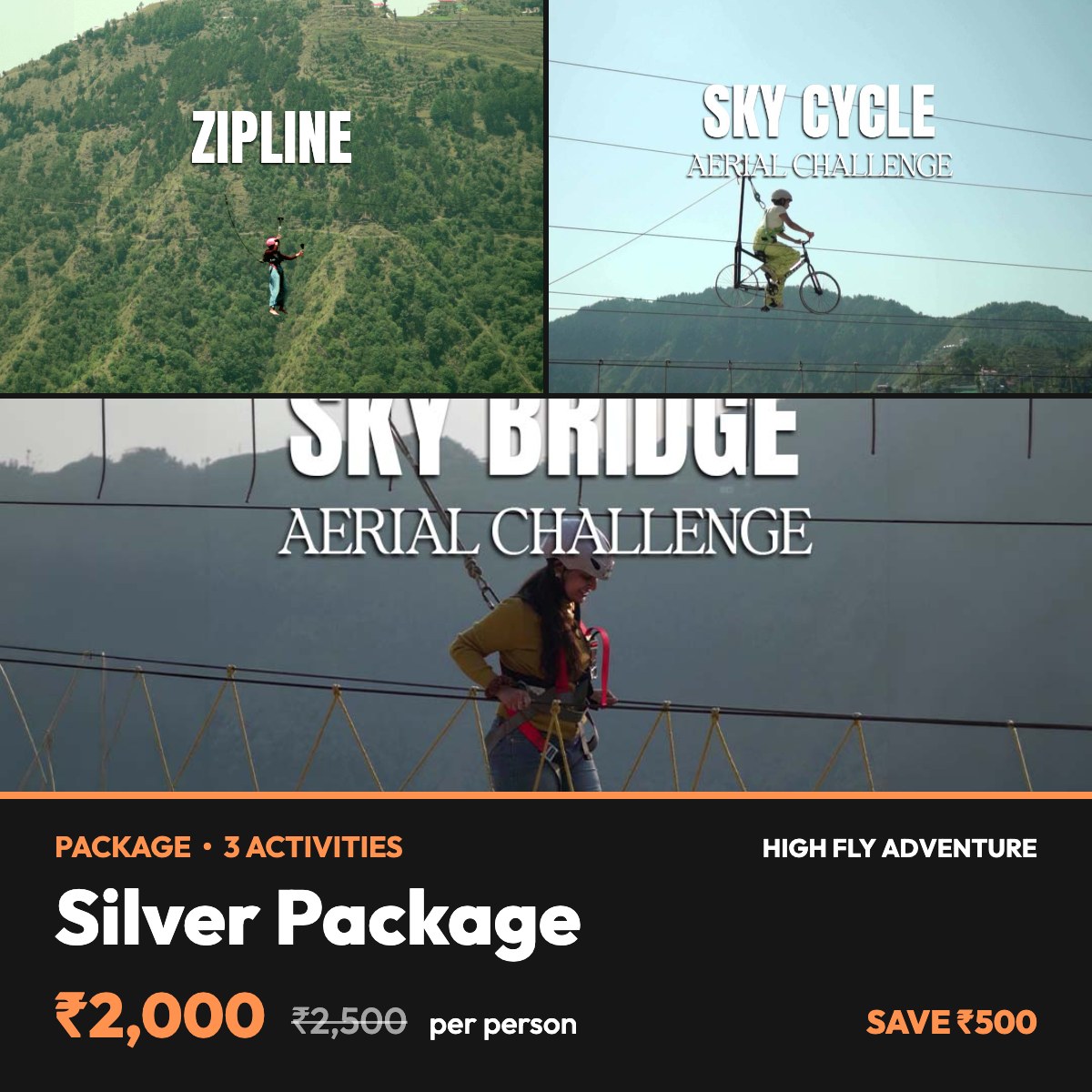 Silver Package – High Fly Adventure, Suwakholi near Mussoorie