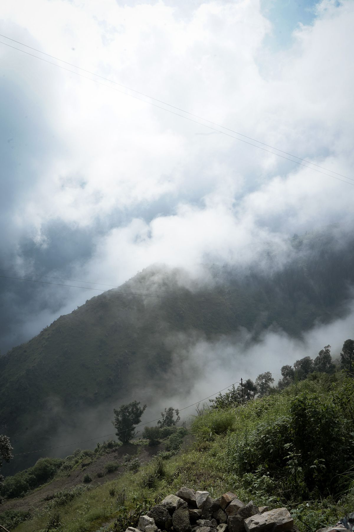Clouds drifting over the hills of Suwakholi on the Dhanaulti road near Mussoorie